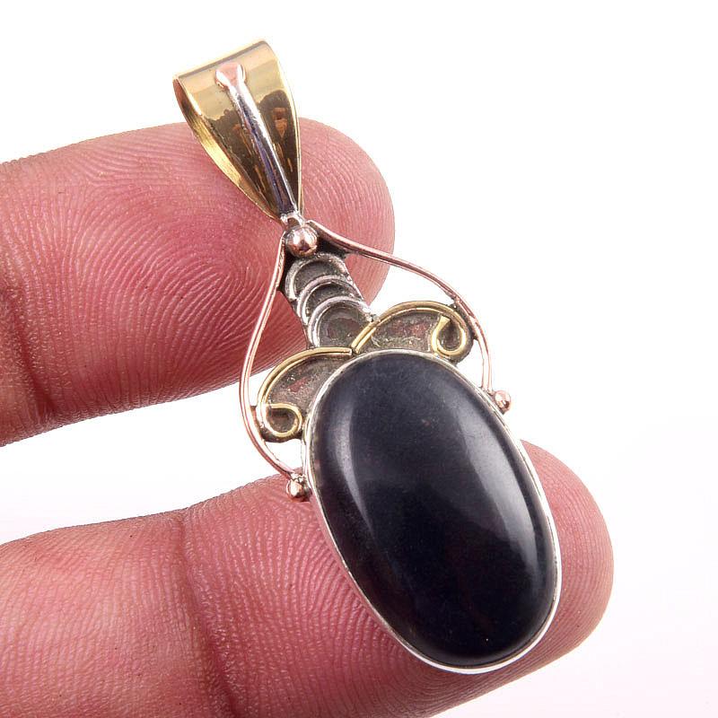 

Natural Pietersite Gemstone 925 Solid Sterling Silver TwoTone Pendant 1.75 l8O12