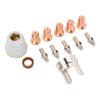 13 Pieces Plasma Cutter Consumables 1.0mm Electrodes Nozzles Swirl Ring Double Point Spacer for IPT‑60 PT‑60 IPT‑40 PT40