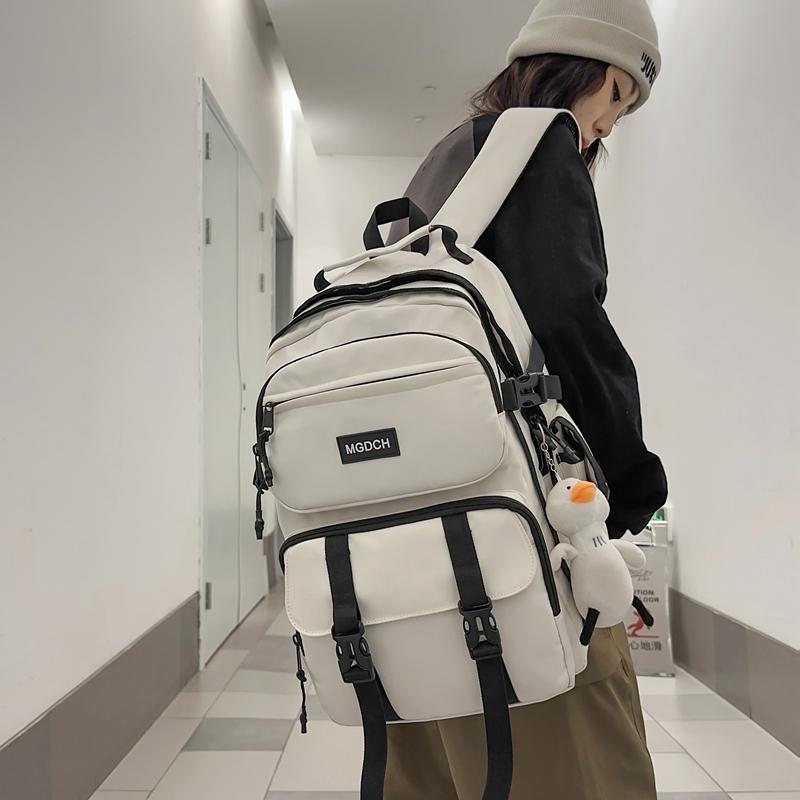 Female Solid Color Schoolbag Male Senior High School Student Backpack