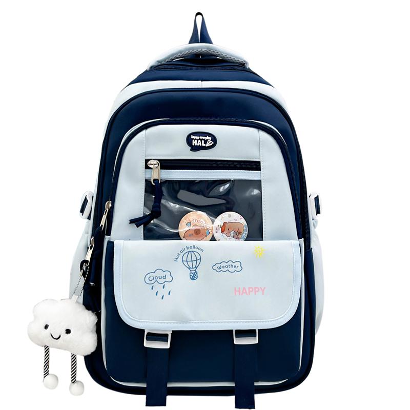 Contrast Color Women Large Capacity Backpack Student School Bag