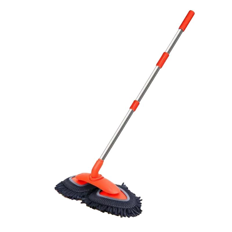 

SEAMETAL Щетка для мытья автомобиля с двумя головками, швабра для мытья автомобиля с выдвижной алюминиевой ручкой, мягкая щетка, вращающаяся на 360 градусов серый