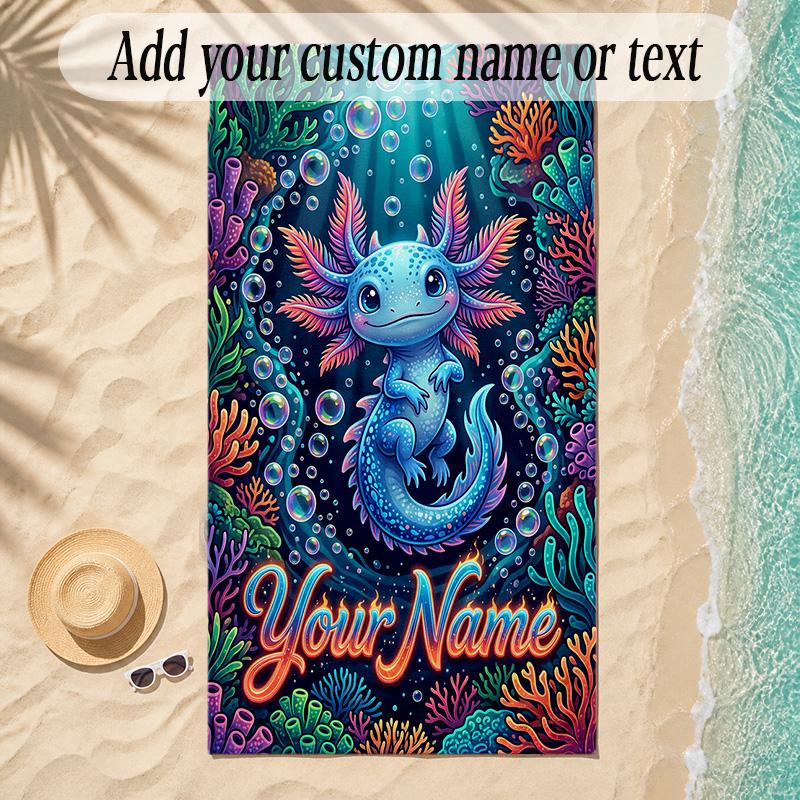 Zeemeermin Thema Zachte Strandhanddoek Gepersonaliseerd Aangepaste Naam Tekst Handdoek Draagbaar voor Strand Zwembad Reizen