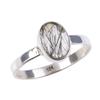 Natürlicher schwarzer Rutil-Edelstein, handgefertigt, 925er Sterlingsilber, Ring S.9 H0N85