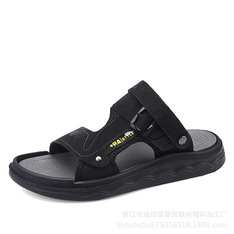 

Летняя мужская обувь-однодневка двойного назначения на мягкой подошве, нескользящая и износостойкая, пляжная обувь для ходьбы по берегу, легкие, удобные и повседневные шлепанцы на одну перемычку 38 чёрный