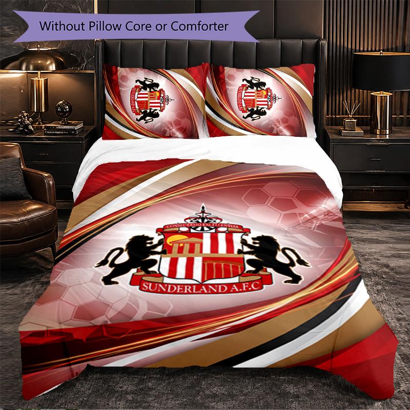 Set Biancheria da Letto a 3 Pezzi Sunderland Football Morbido Set Copripiumino con Federe Set Decorazione Camera da Letto per la Casa