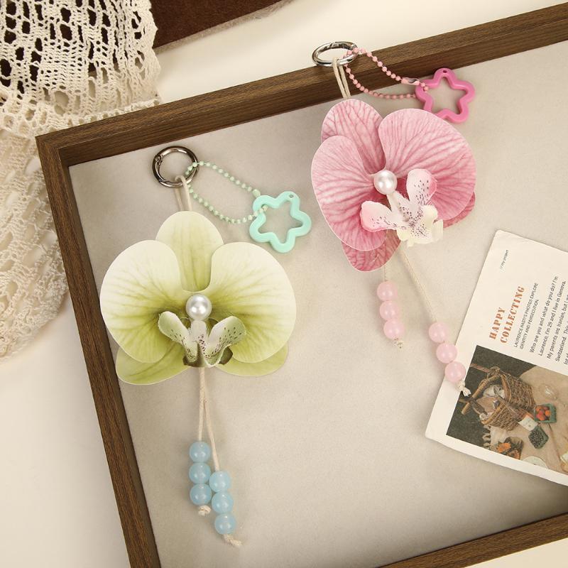Simulation Flower Orchid Lily Keychain Backpack Decoration Colorful Flower Bag Pendant Butterfly Orchid Keychain