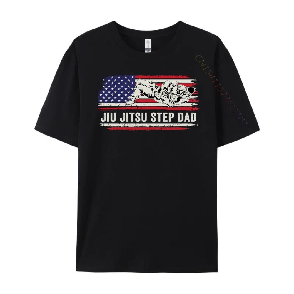 Jiu Jitsu Mma Or Bjj Usa Flag Art Step Dad Grahpic Tee Shirt Short Sleeve Tee Outdoor