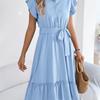 2026 Spring/Summer Women's Stand up Collar Ruffle Lace Waist Shirt Skirt S-XL