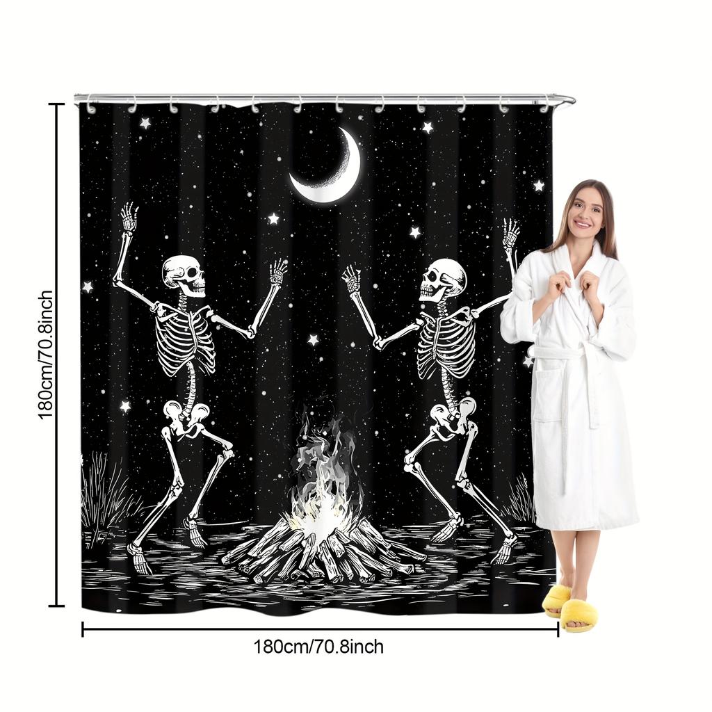 Šťastný Halloween Sprchový závěs Černá Lebka 3D Tištěný Voděodolný Polyesterový Koupelnový závěs Pro Domácí Sprchu Koupelnová Dekorace