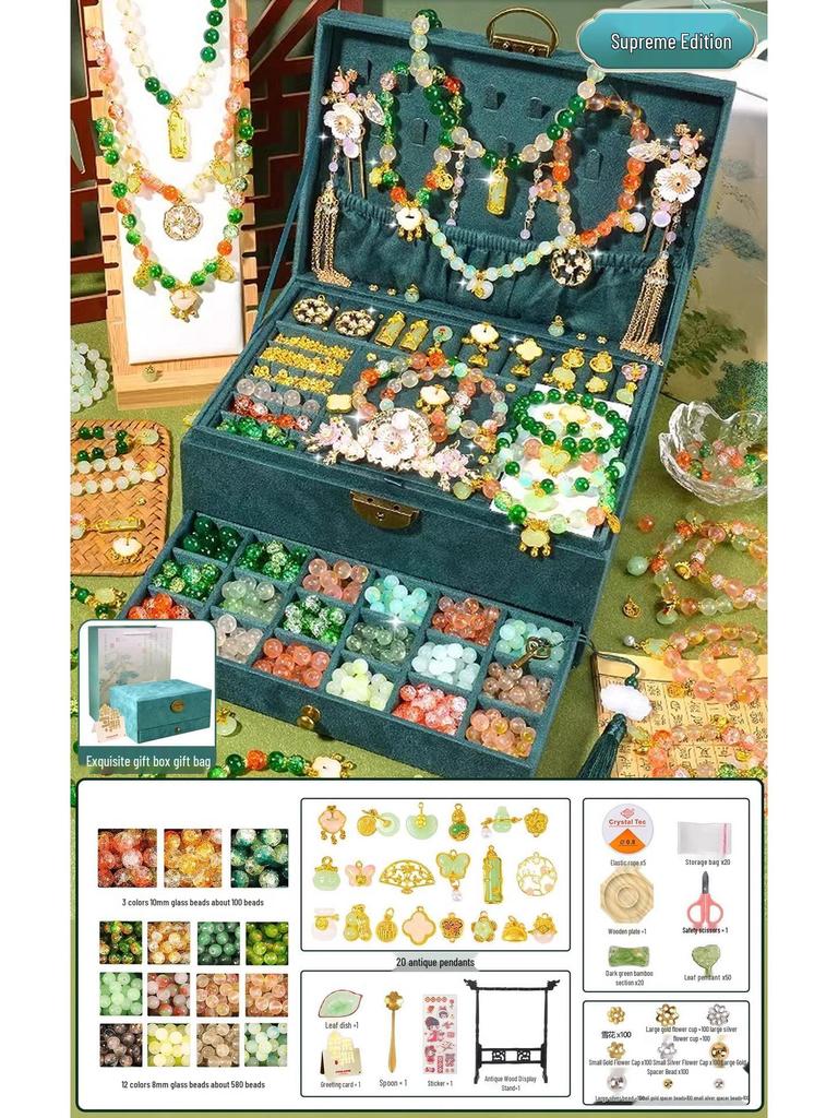 Children's Handcrafted Glass Bead Bracelet DIY Kit - Ancient Style Jewelry Gift