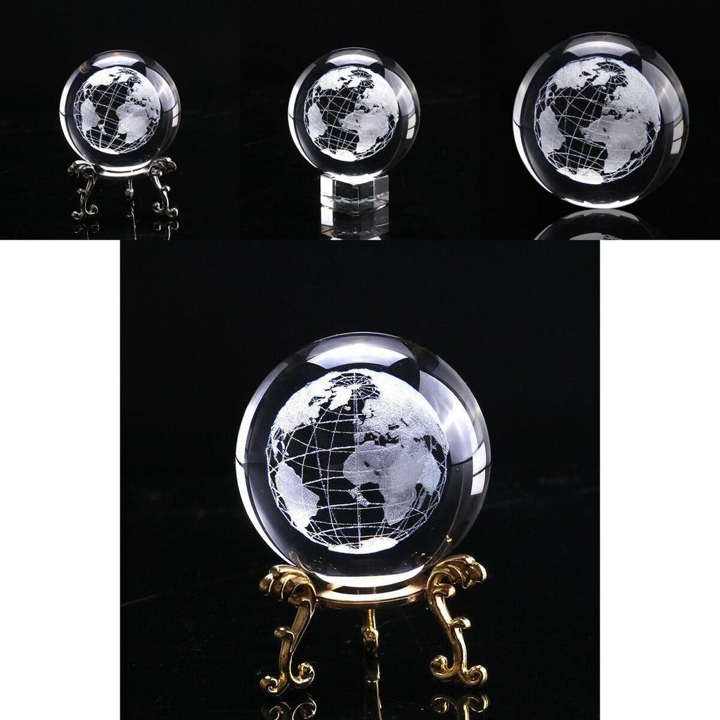 Classic Design 60mm 3d Crystal Ball Glass Laser Engraved Miniature Earth Sphere Gift