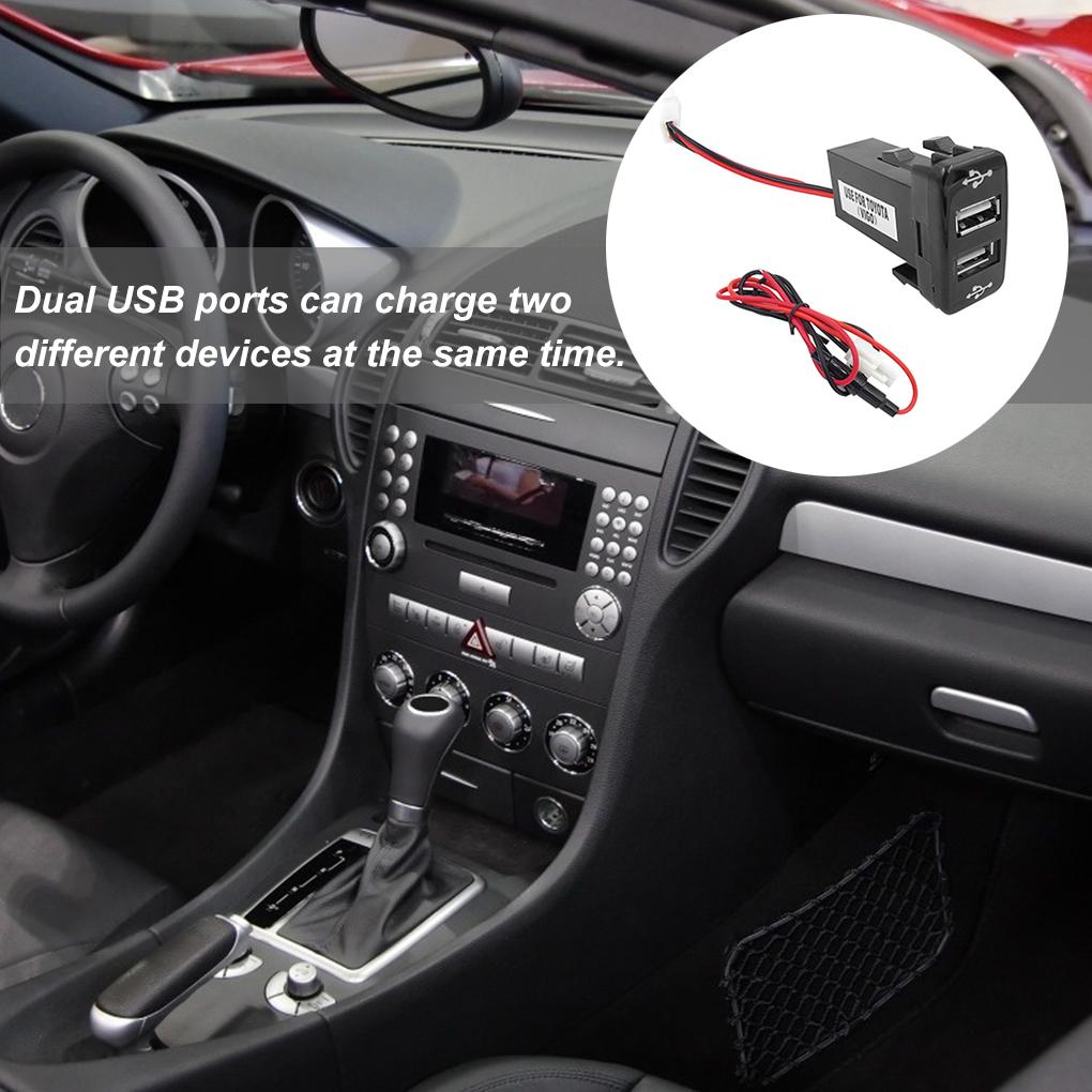 Car Charger Dual USB Charging Adapter 12V 2.1A USB Charging Wired Portable Socket