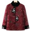 Vintage Chinese Style Winter Cotton-Padded Jacket with Fleece Lining for Middle-Aged and Elderly Women