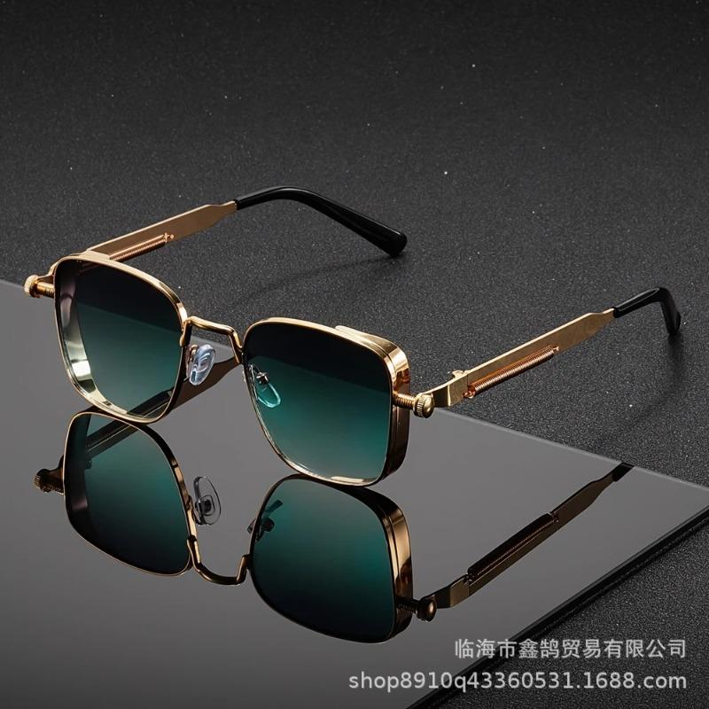 Retro Style Steampunk Metal Men's Sunglasses European and American Personality Box Small Frame Sunglasses Women's High Sense