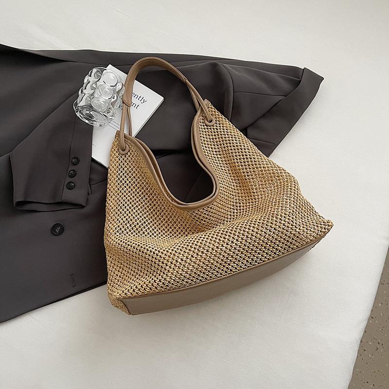 Seaside vacation bag women's new woven tote bag large capacity casual versatile shoulder armpit bag