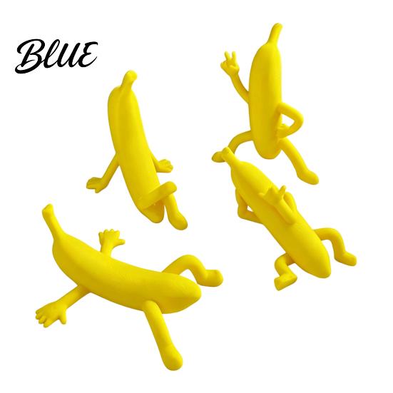 Funny Banana Man Collectibles 4PCS Figurine 3D Printed Character Desktop Desk Accessories for Office Ornaments Novelty Cute Tabletop Decor Toys Home