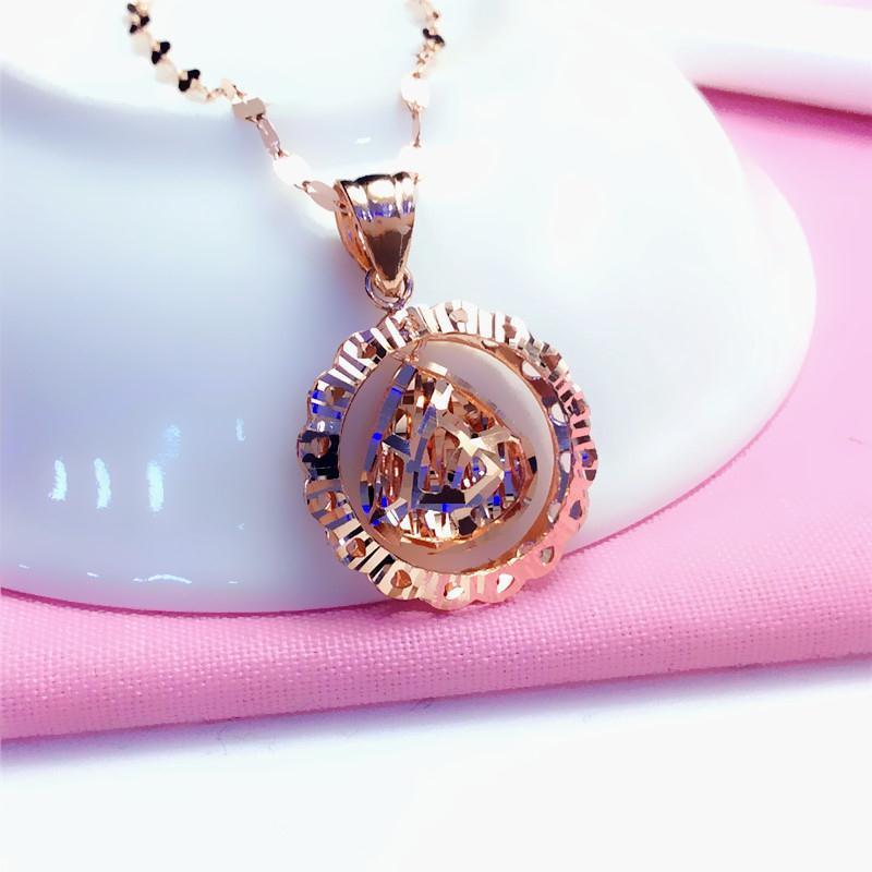 Exquisite Russian Purple Gold Shiny Three-Dimensional Round Korean Version Simple Temperament Rose Gold Plated Color Gold Pendant Necklace