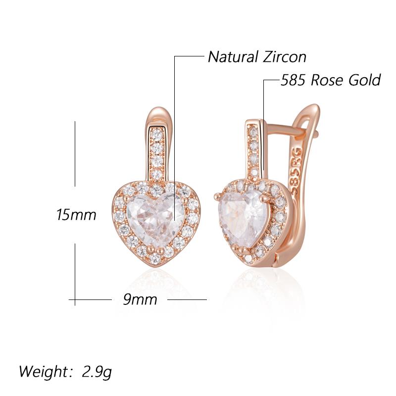 Luxury Heart Drop Earrings For Women Natural Zircon With  Rose Gold Color Modern Party Wedding Daily Fine Jewelry