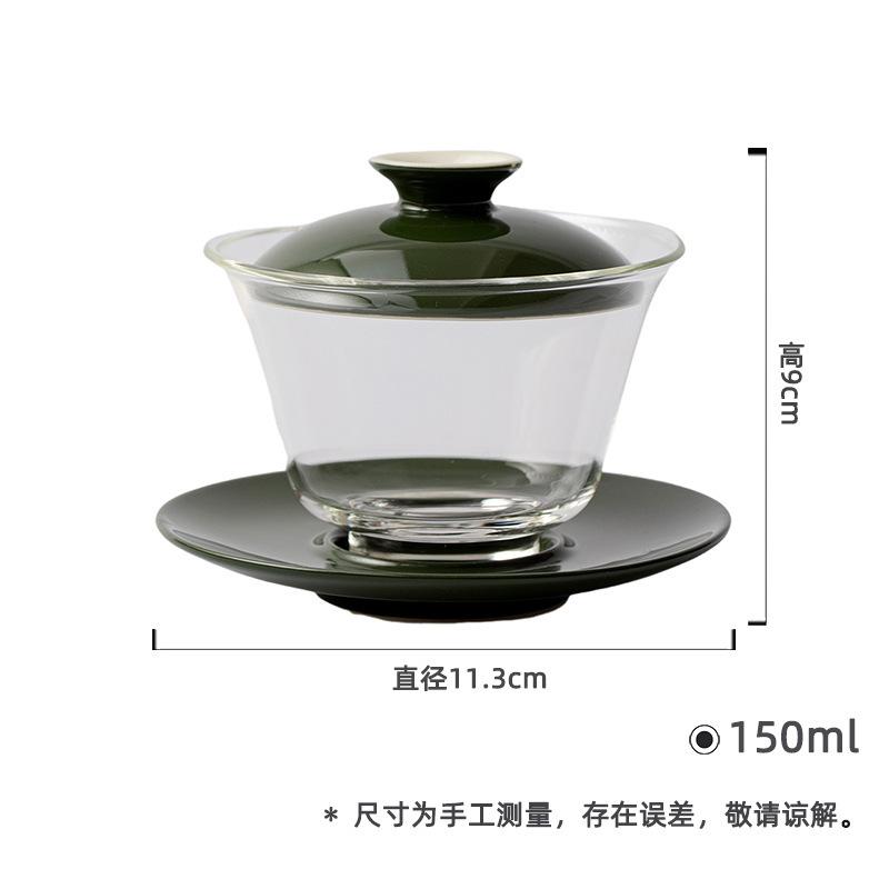

150ml Transparent Glass Three-talent Gaiwan Vintage Tea Tureen Tea Bowl With Lid Kit Tea Maker Cover Bowl Kung Fu Tea Set Gift