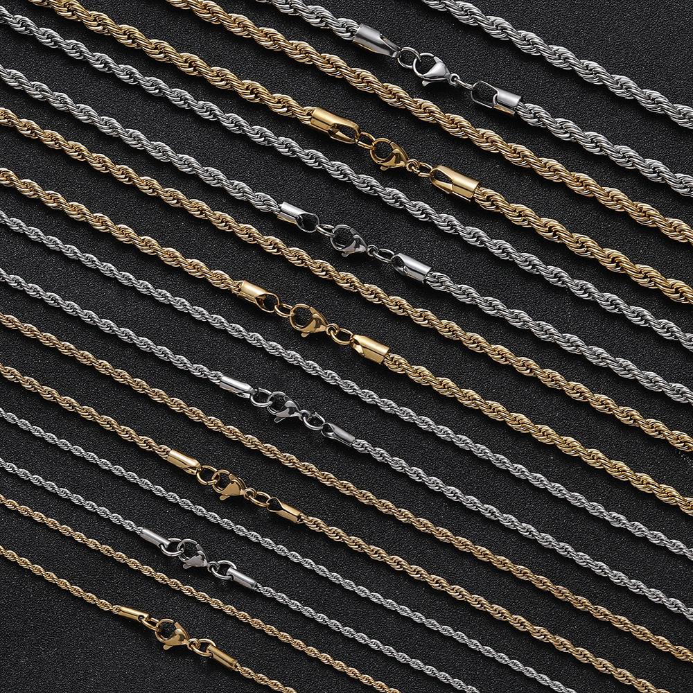 Hip-Hop-Halskette für Herren: Edelstahl Drehketten in verschiedenen Größen (2mm-6mm, Verschiedene Farben)