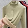 Autumn and winter women's clothing containing wool and silk bottoming shirt women's inner heating fleece warm turtleneck top with fleece and thicker