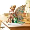 2D Fairy Tabletop Ornament Sitting Fairy Statue with Butterfly Wing Desktop Acrylic Sign for Bookshelf Windowsill Bonsai Landscaping Decor