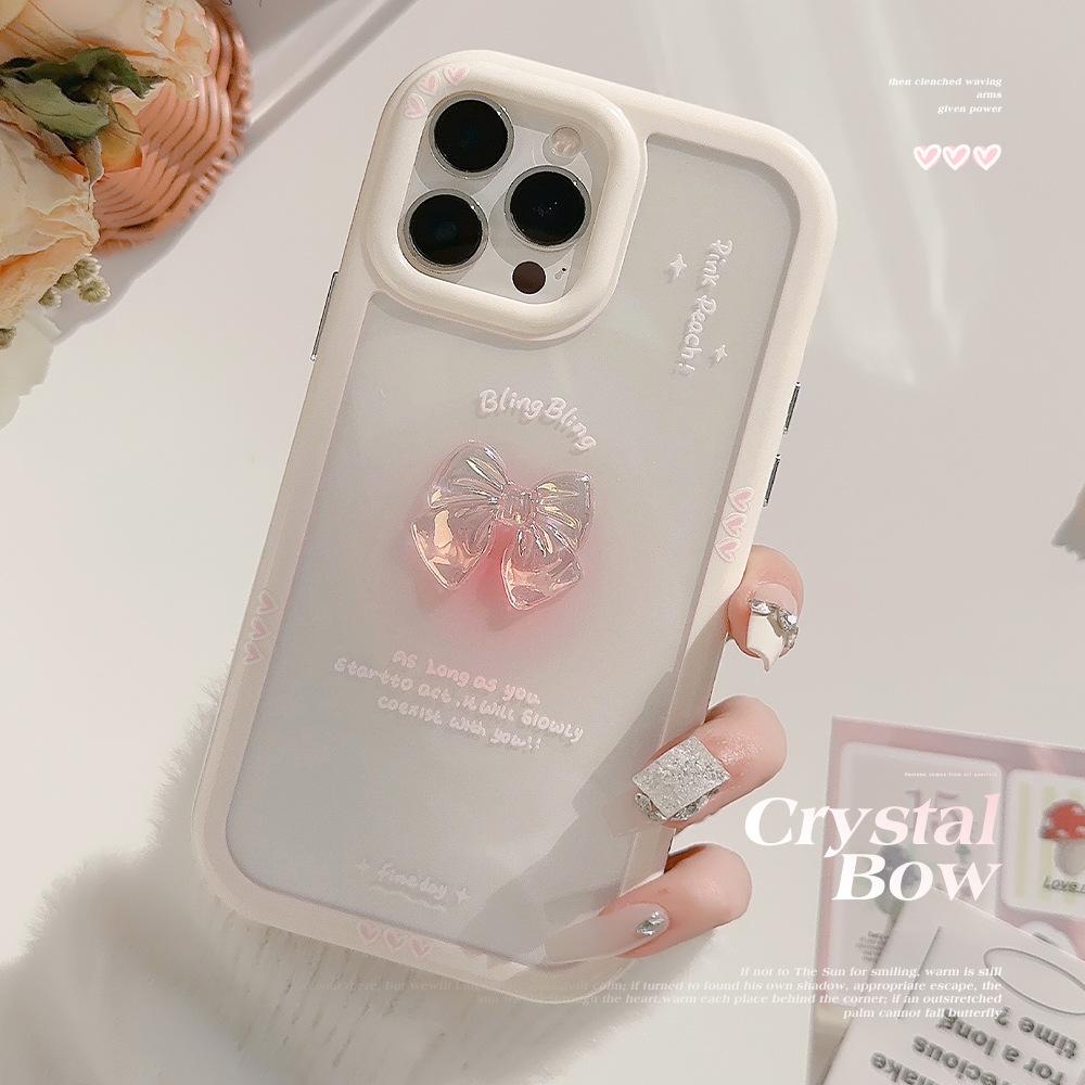 

For IPhone15 Sfumato Bow Phone Case for Apple 17ProMax Sweet 16 Acrylic 12 Three-dimensional 13 17promax
