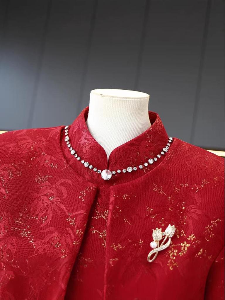 Plus Size Elegant Dress for Middle-Aged Mothers (40-50) - Festive Wedding and Banquet Wear