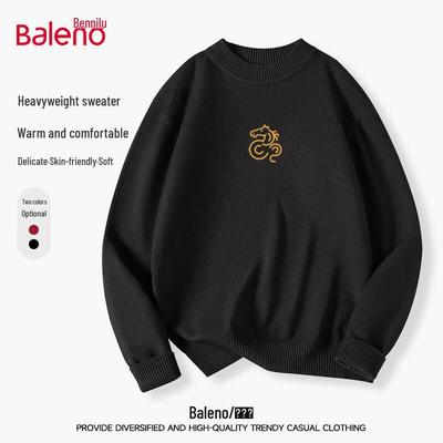 Baleno Men's Mock Neck Lucky Horse Print Sweater