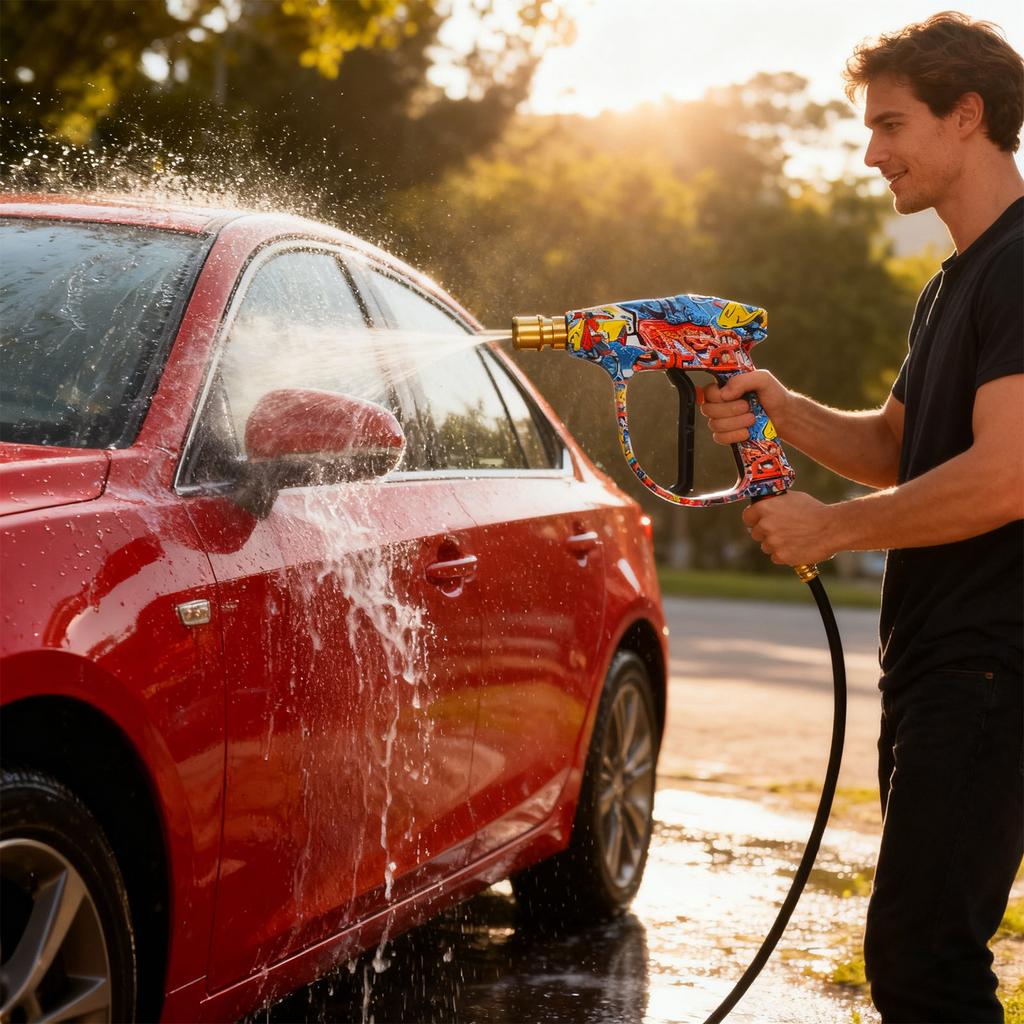 Heavy Duty 40° Wide Angle Sprayed Pressure Washer with Ergonomic Grip and Multiple Angle Nozzles for Driveway Cleaning