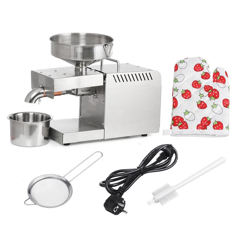 220V Oil Press EU Plug Small Business Equipment Machine Stainless steel oil pressure Peanutss Sesame Nut Oil extractor