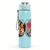 1PC Mixed Floral Wing Butterfly 750ml Color Plastic Sports Water Bottle Leakproof Flip Straw Lid Suitable for Sports Office Home Use