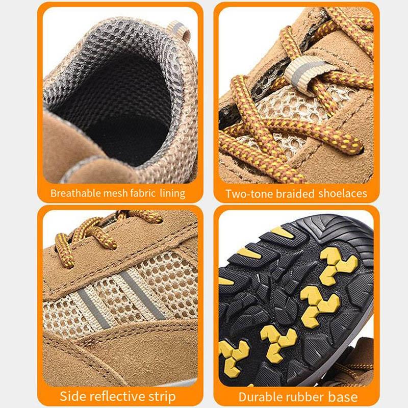 Oulylan Men Anti-smash Protection Footwear Lightweight Breathable Industrial Safety Shoes Wear Resistant Steel Toe Work Boots