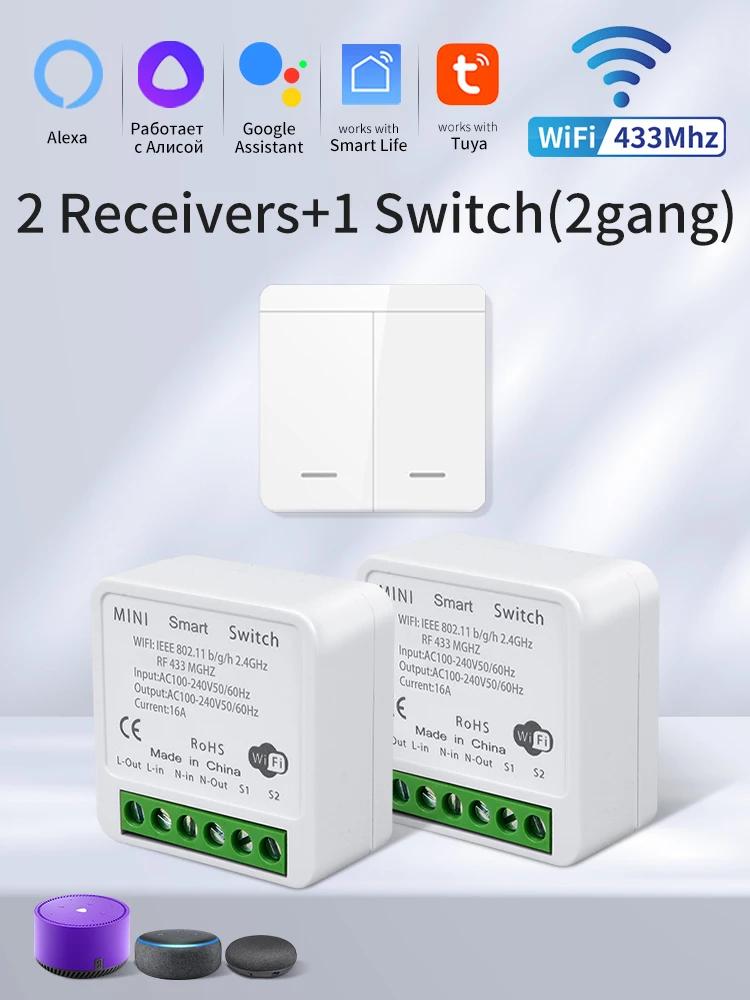 Tuya Smart WiFi 20A SwitchRF433MHz Wireless Remote Control Light Switch 1/2/3 Gang Wall Panel Voice Control Alexa Google Home