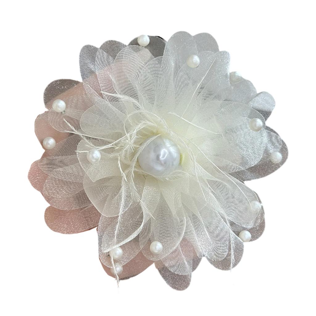 Elegant Sheer Tulle Feather Beaded Brooch Pin Decoration For Fashion Enthusiasts Stylish Clothing Embellishment