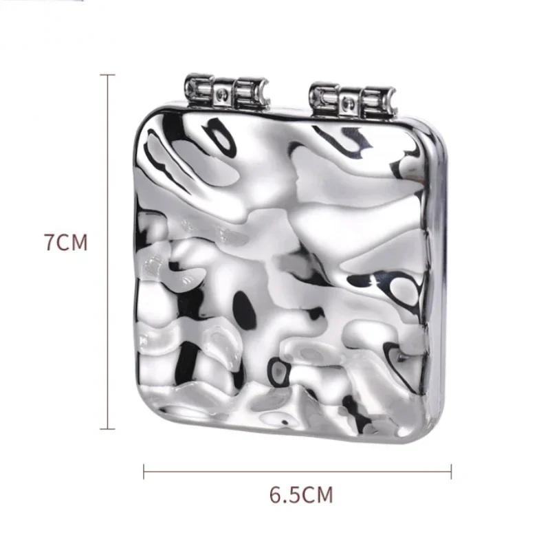 

Foldable Plating Makeup Mirror Mini Square Makeup Vanity Portable Hand Mirrors Double-sided Compact Pocket Mirror срібний