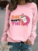 European & American Women's Casual Autumn/Winter Long-Sleeve Round Neck SHE Print Pullover Hoodie