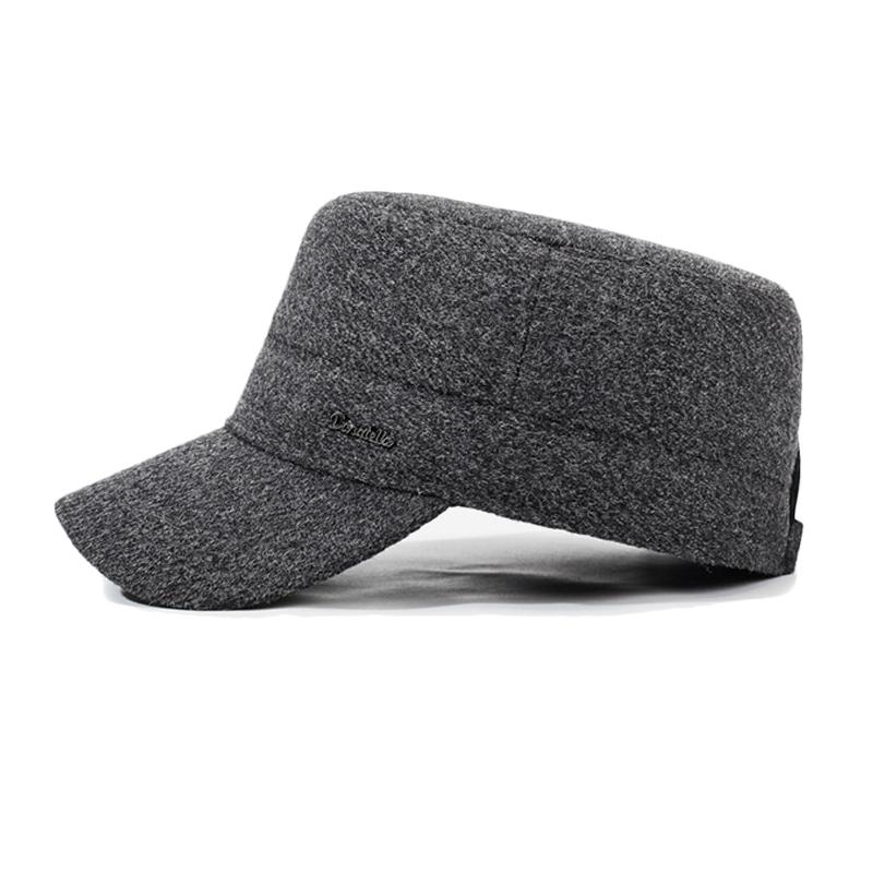 Middle-Aged and Elderly Cap Men's Winter Flat Cap Ear Protection Cap Autumn Winter Thick Warm Grandpa Cotton Cap