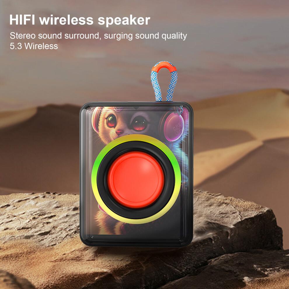 Portable Bluetooth Speaker 5W, RGB Lights, Waterproof, 1200mAh