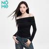 NOMe Women's Ribbed Long Sleeve Off-Shoulder Top