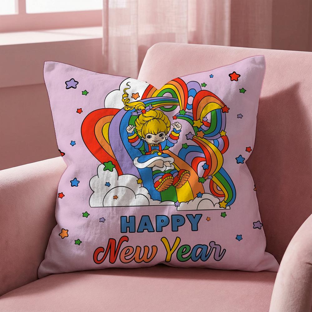 R-Rainbows Cute Brite Cushion Cover Multi-Scene Pillow Cover for Home & Car - Reversible, Soft & Durable for Daily Use