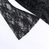 GMXIA Patchwork Dark Style Dress Sexy Slim-fit Wrap Hip Slit Lace Sleeves Feature Skirt