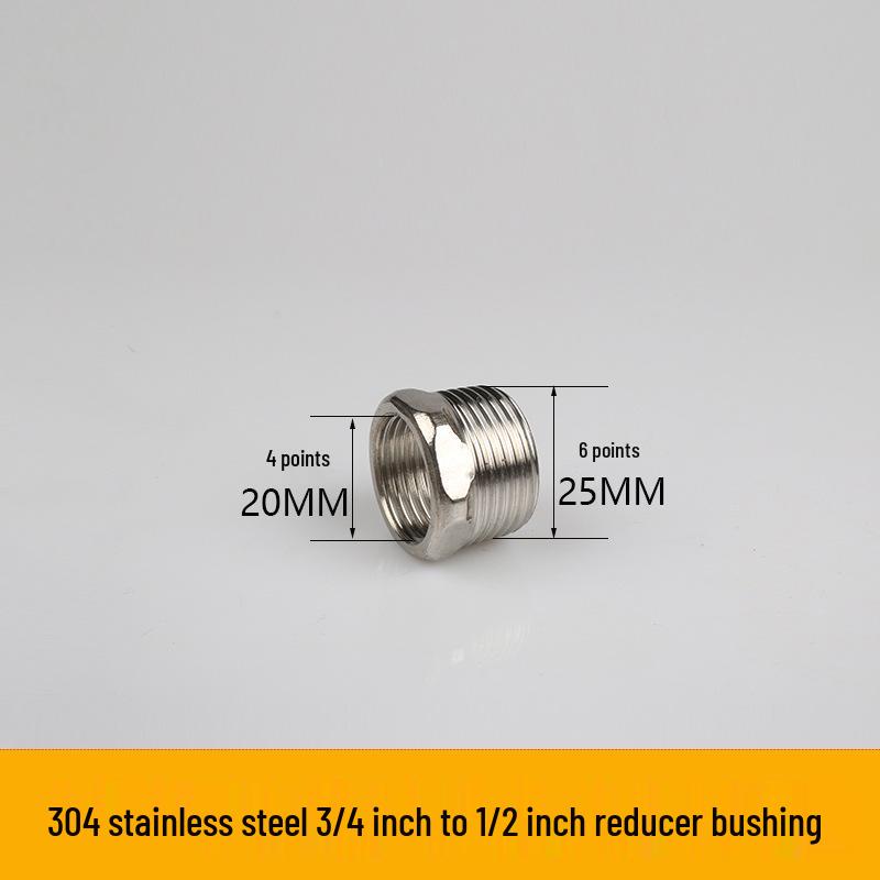 304 Stainless Steel Reducing Nipple, Male/Female, Thickened, 6-Point to 4-Point, 4-Point to M14 Pressure Gauge Adapter
