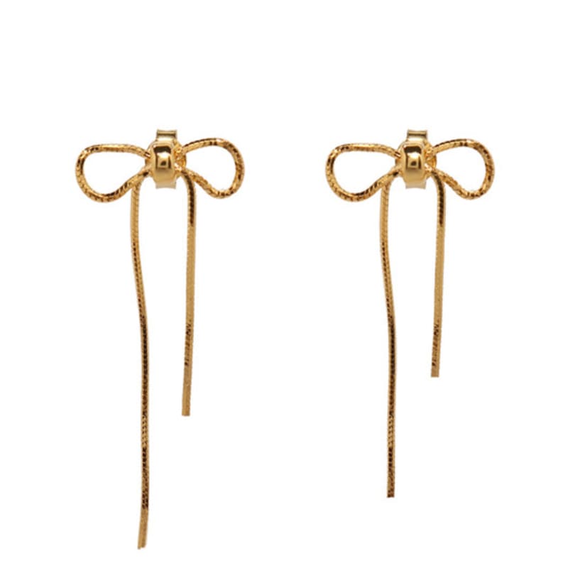 

UNI.J Silky Line Ribbon Gold Earring Ie389 single