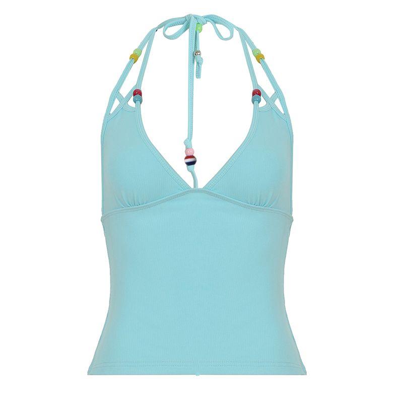 

Rockmore [Summer Dopamine] Three-Dimensional Flower Holiday Blue Grenadine Skirt Lace Stitching Hip Dress ROMCT32380 S