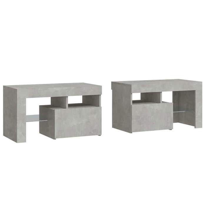 Table de chevet - Maison Exclusive - 2 pcs - Lumières LED RVB - Gris béton - 70x36,5x40 cm