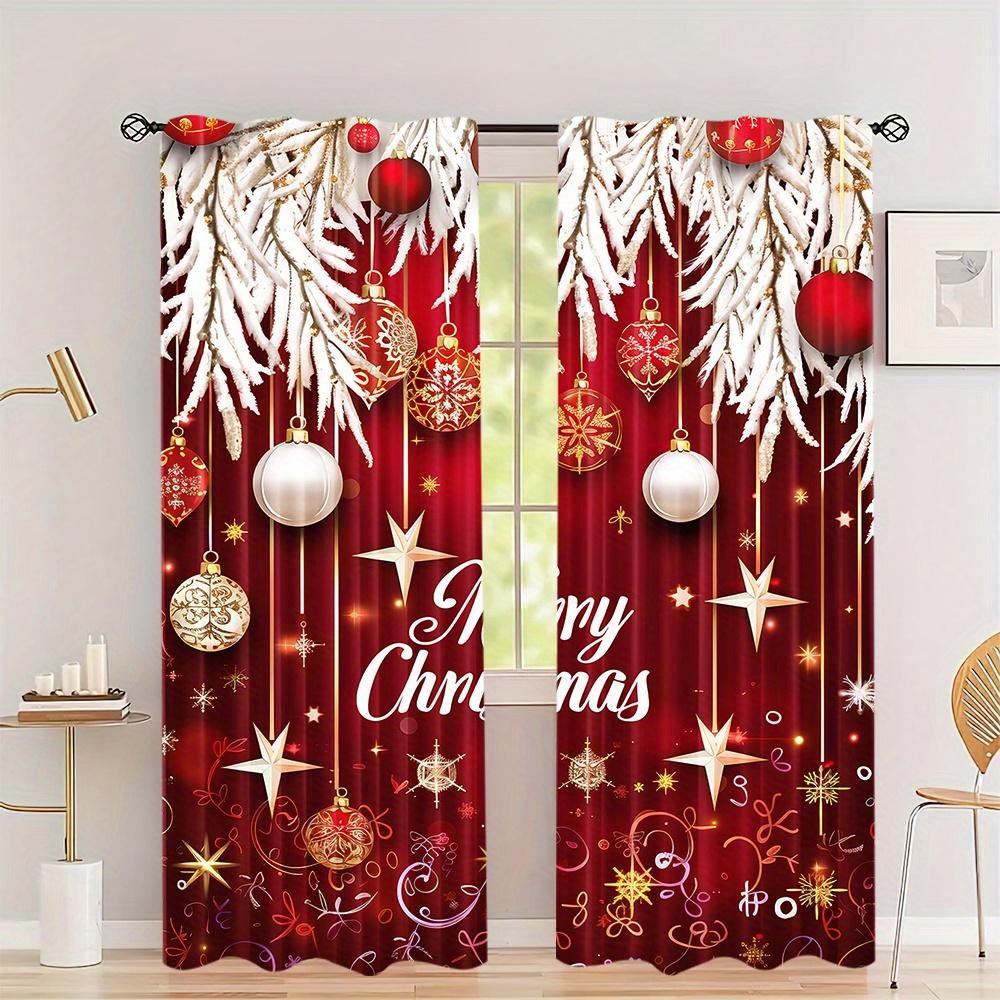 

2 шт. Рождественский рисунок в виде воздушного шара, полузатемняющие шторы, полиэстеровые тканые кармашки для спальни, гостиной, машинная стирка (W50cmxH130cm)x2&Grommet Top