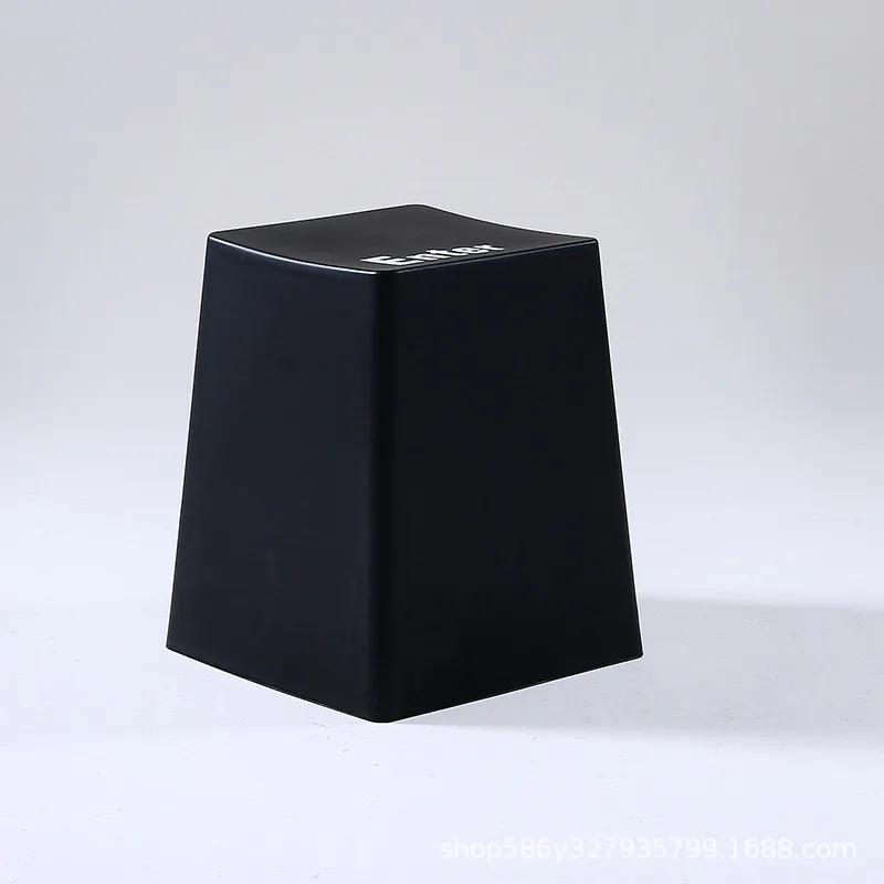 Household Plastic Stool Living Room Dining Chair Balcony Garden Waterproof Stool Keyboard Shape Stool Thickened