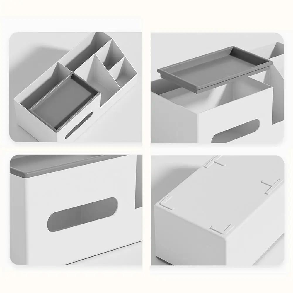 Desktop Tissue Holder Storage Box Multi-Functional Cosmetic Storage Organizer Tissue Dispenser for Living Room Bedroom Office