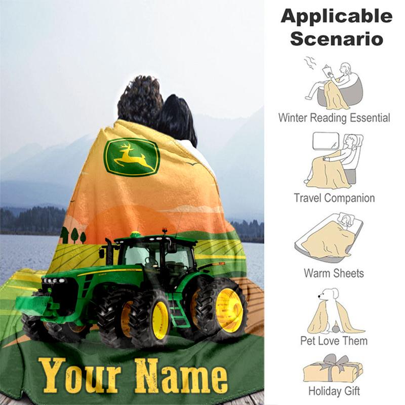 Custom Personalized Blanket John-Deere Soft Throw Blanket, Suitable for Family and Friends, Sofa Blanket,Home Decor Christmas gift